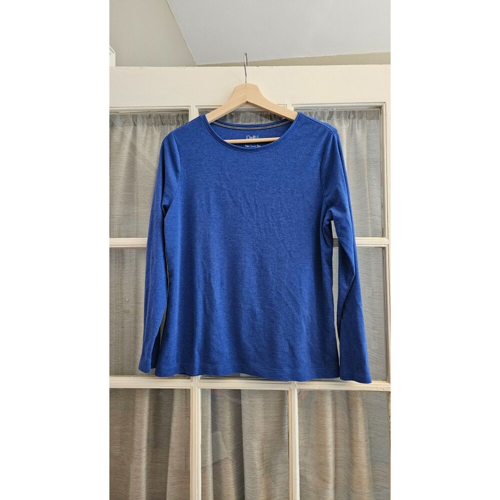 Croft & Barrow Womens Petite Large Royal Blue Long Sleeve Classic Tee Shirt PL